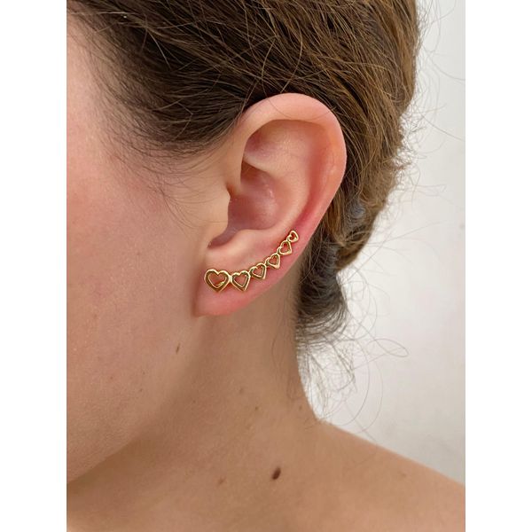 Brinco Ear Cuff Coração Vazado - BRIDA FOLHEADOS