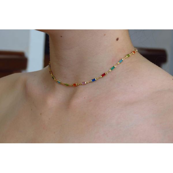 Choker Retângulos Coloridos 35cm + Exten... - BRIDA FOLHEADOS