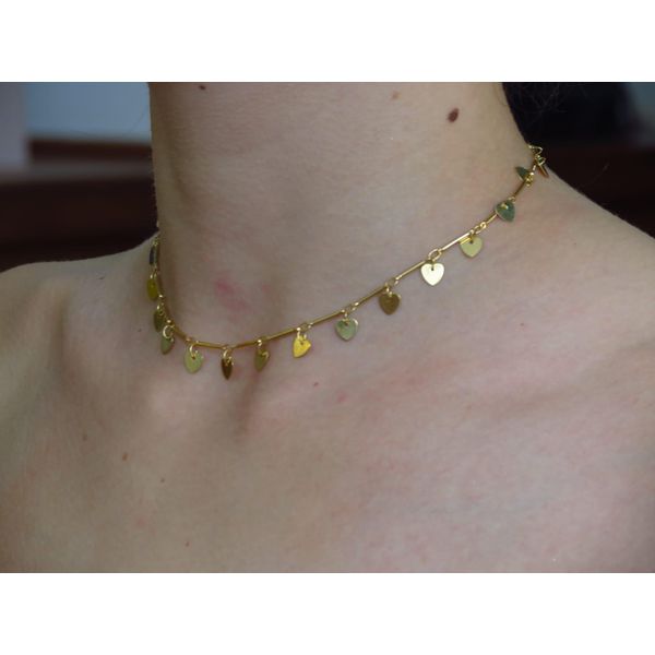 Choker Corações Pendurados 35cm + Extens... - BRIDA FOLHEADOS
