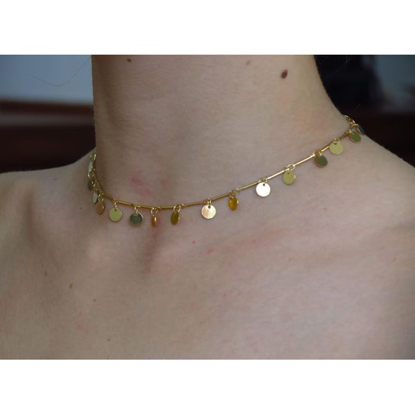 Choker Círculos Pendurados 35cm + Extens... - BRIDA FOLHEADOS