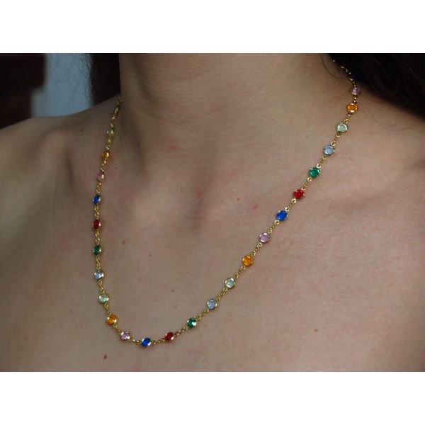 Colar de Pedras Coloridas 50cm - BRIDA FOLHEADOS