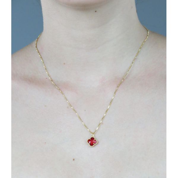 Colar Trevo Vermelho 45cm - BRIDA FOLHEADOS