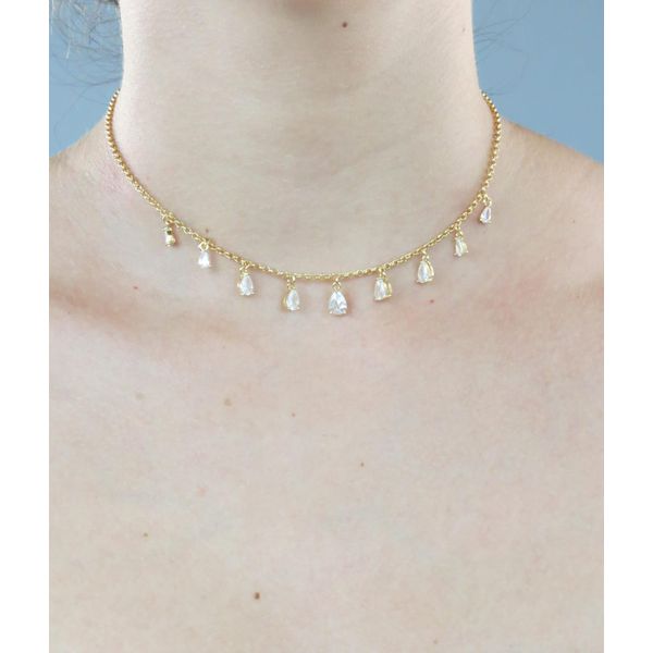 Choker com Zircônias Gotas 30+10cm - BRIDA FOLHEADOS