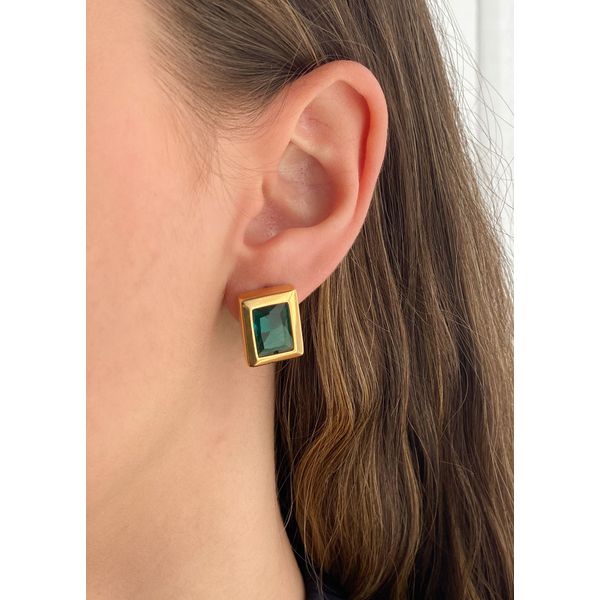 Brinco Pedra Verde - BRIDA FOLHEADOS