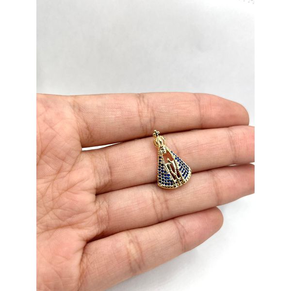 Pingente Nossa Senhora Zircônia Azul - BRIDA FOLHEADOS