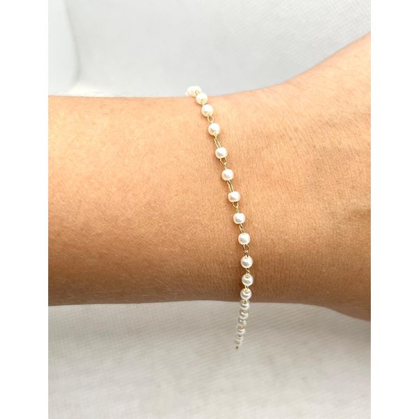 Pulseira Infantil Pérolas Menor 14cm - BRIDA FOLHEADOS