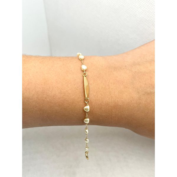 Pulseira Infantil Pérola Coração Com Pla... - BRIDA FOLHEADOS