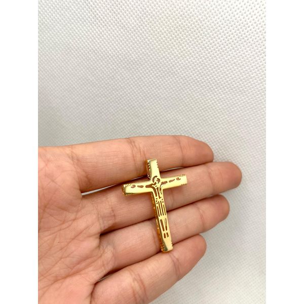 Pingente Cruz Com Desenho Vazado 3,8cm - BRIDA FOLHEADOS