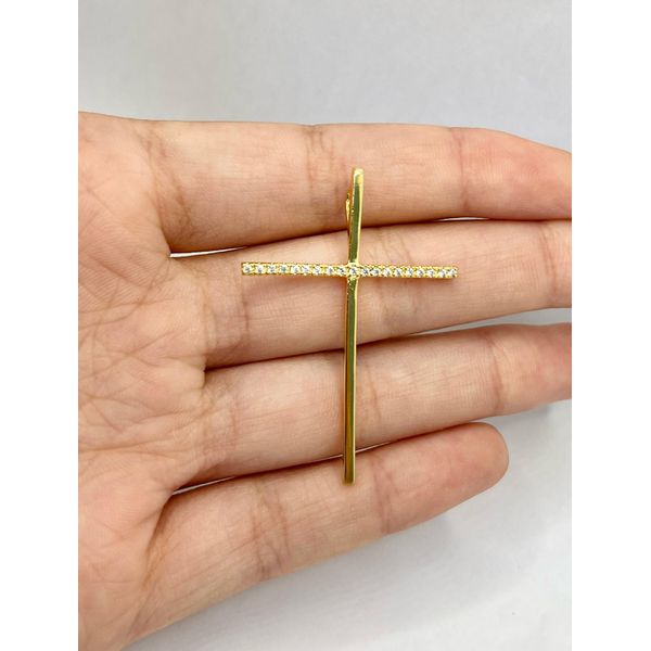 Pingente Cruz com Zircônia 5cm - BRIDA FOLHEADOS