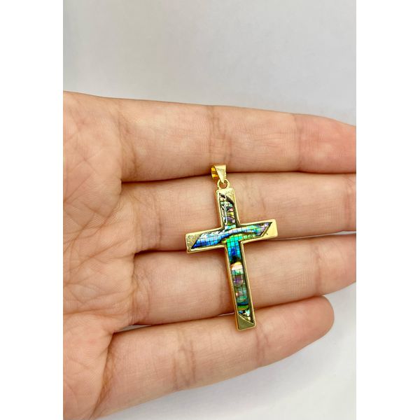 Pingente Cruz Abalone 4cm - BRIDA FOLHEADOS