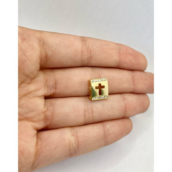 Pingente Quadrado Cruz Zircônia 1cm - BRIDA FOLHEADOS