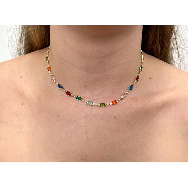 Choker Retângulos Coloridos 35+5cm - BRIDA FOLHEADOS