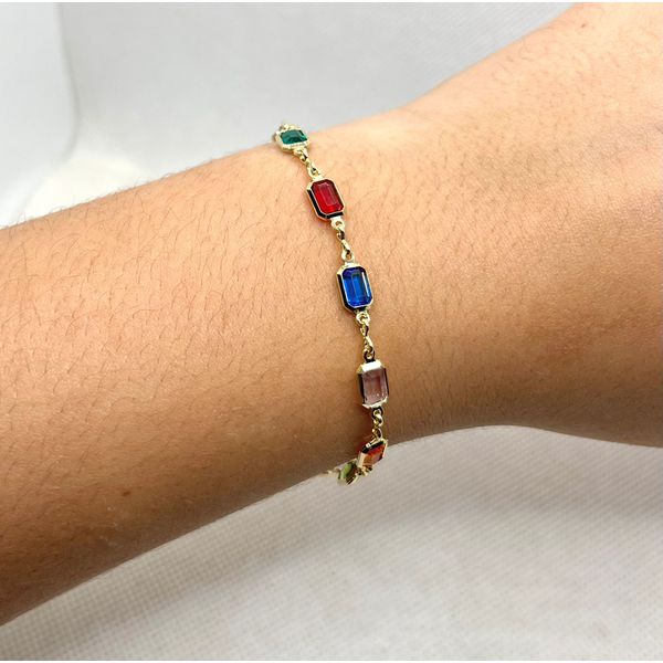 Pulseira Retângulos Coloridos 18cm - BRIDA FOLHEADOS