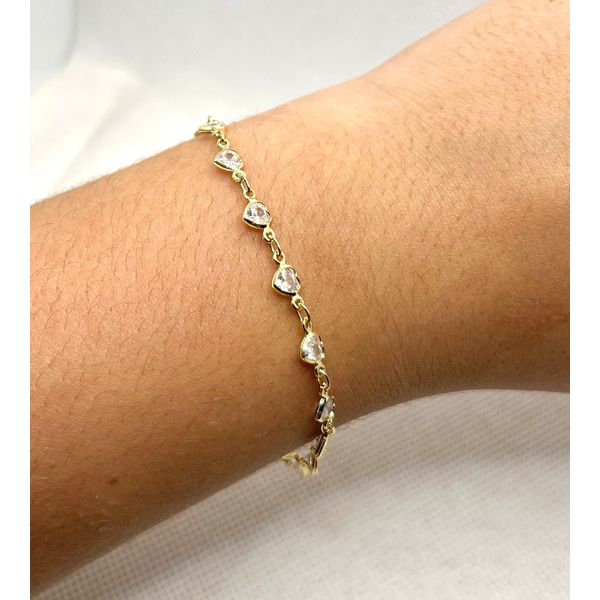 Pulseira Corações De Zircônia Branca 18c... - BRIDA FOLHEADOS
