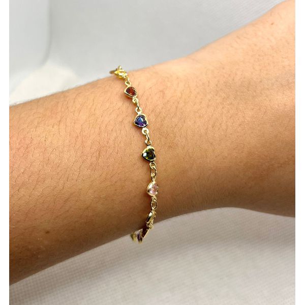 Pulseira Corações De Zircônia Colorida - BRIDA FOLHEADOS