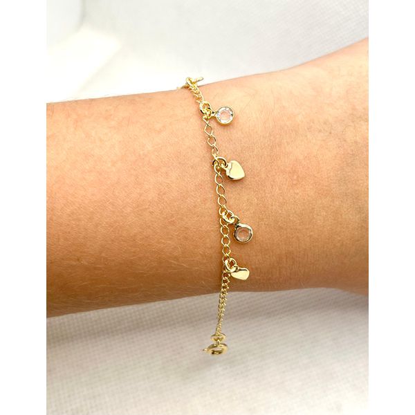Pulseira Infantil Com Pingentes Coração ... - BRIDA FOLHEADOS