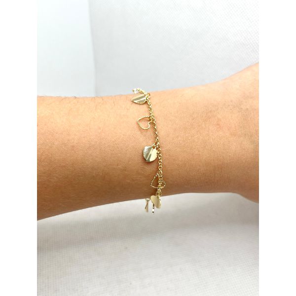 Pulseira Com Pingentes Coração Liso E Va... - BRIDA FOLHEADOS