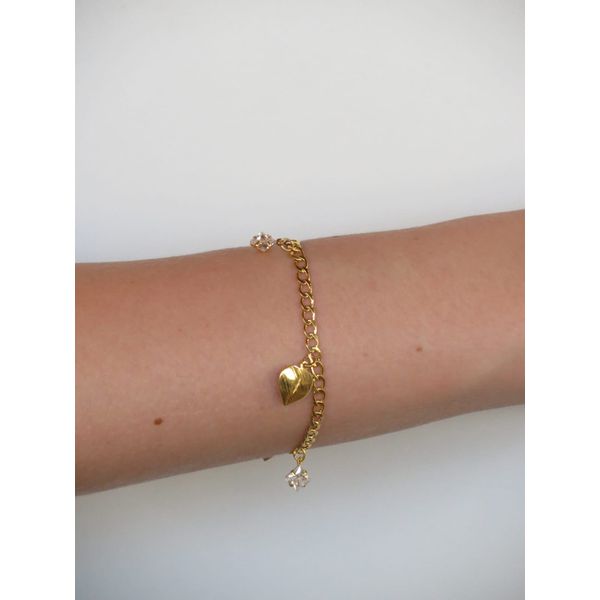 Pulseira Grumet com Coração e Ponto de L... - BRIDA FOLHEADOS
