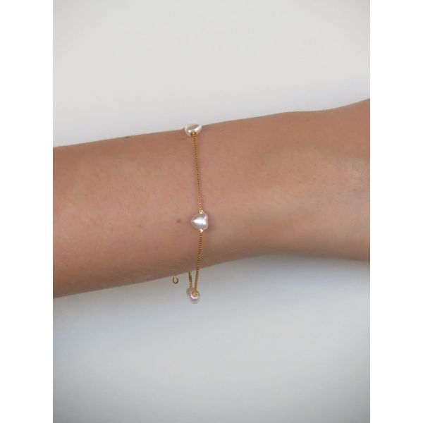 Pulseira Pérola de Coração 20cm - BRIDA FOLHEADOS