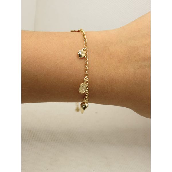 Pulseira Coração e Rostinho Feliz 16+5cm... - BRIDA FOLHEADOS