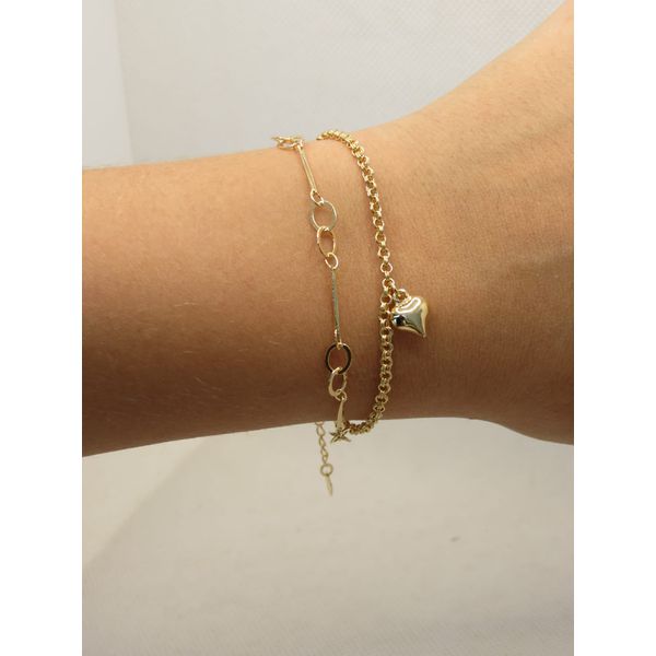 Pulseira Dupla de Coração e Elos - BRIDA FOLHEADOS