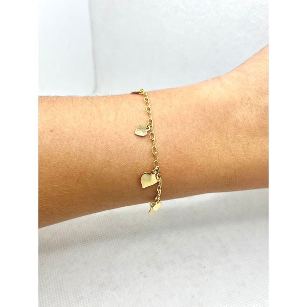 Pulseira pingente coração 16,5+5cm - BRIDA FOLHEADOS