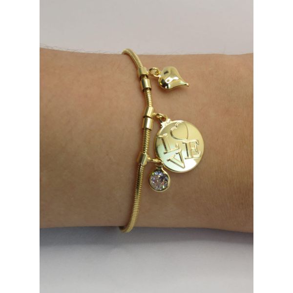 Pulseira Com Pingentes 16+5cm - BRIDA FOLHEADOS