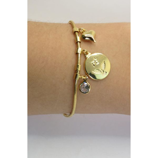 Pulseira Com Pingentes 16+5cm - BRIDA FOLHEADOS
