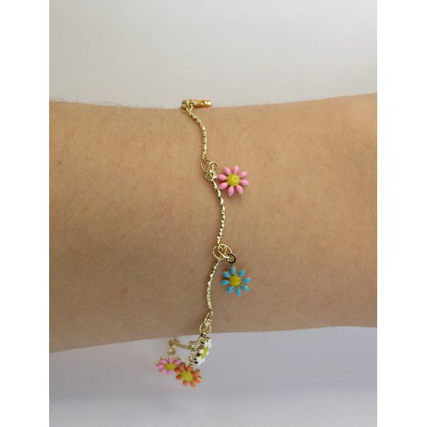 Pulseira Margaridas Coloridas 18cm - BRIDA FOLHEADOS