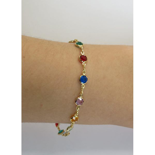Pulseira Feminina Pedras Coloridas 19cm - BRIDA FOLHEADOS