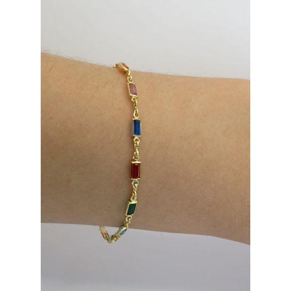 Pulseira Feminina Pedras Coloridas 19cm - BRIDA FOLHEADOS