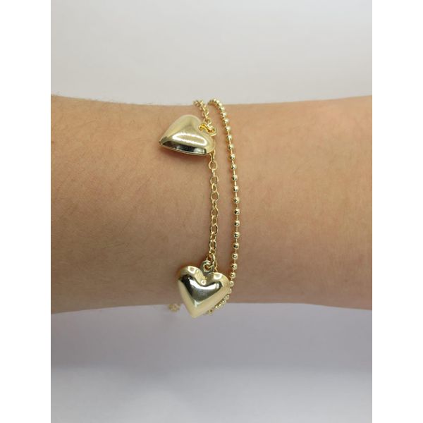 Pulseira 2x1 Bolinhas e Coração 17+5cm - BRIDA FOLHEADOS