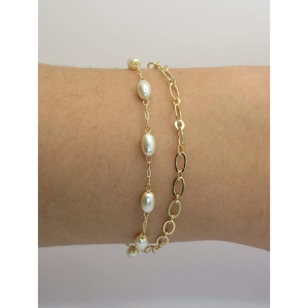 Pulseira 2x1 Pérola Barroca 17+5cm - BRIDA FOLHEADOS