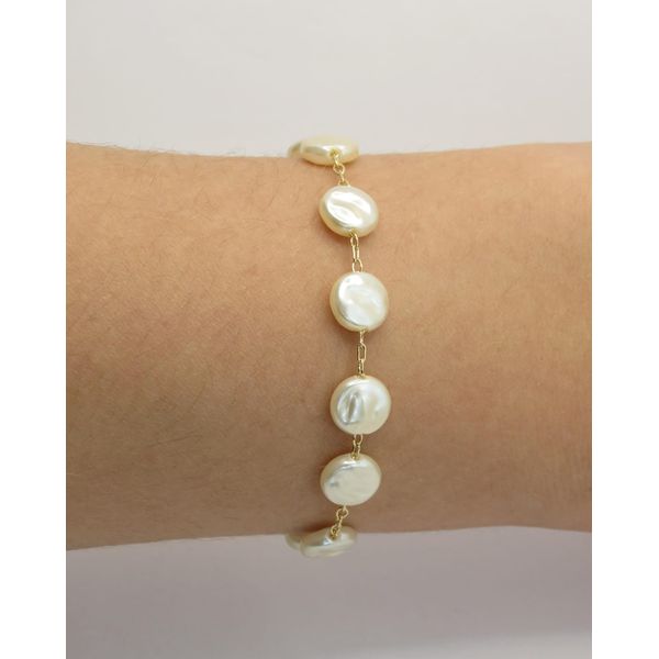 Pulseira Pérola Barroca 16+5cm - BRIDA FOLHEADOS