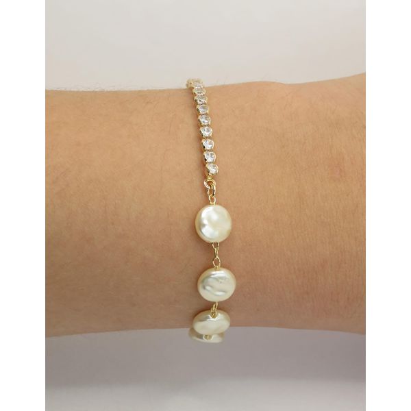 Pulseira Riviera com Pérolas Barrocas 15... - BRIDA FOLHEADOS