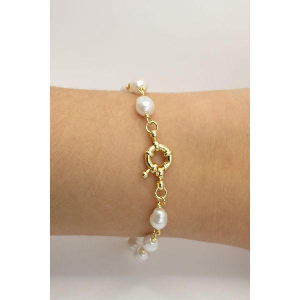 Pulseira Pérolas Barrocas 18cm - BRIDA FOLHEADOS