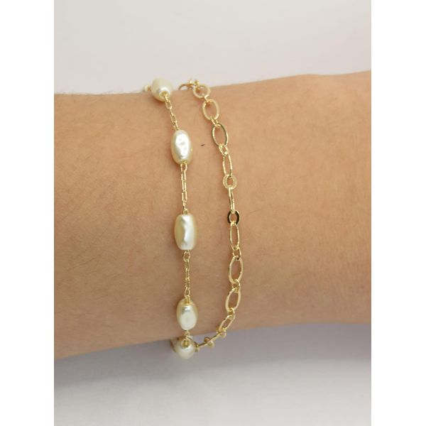 Pulseira 2x1 Pérolas Barrocas 17+5cm - BRIDA FOLHEADOS