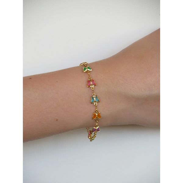 Pulseira Borboletas Coloridas 19cm - BRIDA FOLHEADOS