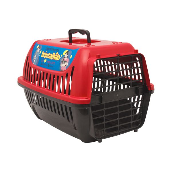 Caixa de Transporte Para Pet N2 Vermelho - Brincalhão Pet