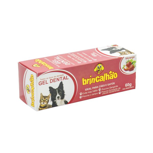 Gel Dental Morango Brincalhão 60g - Brincalhão Pet