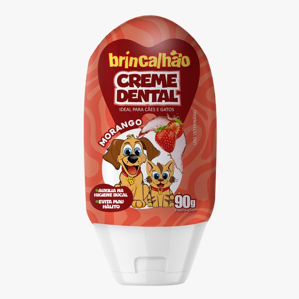 CREME DENTAL BRINCALHAO MORANGO 90G - Brincalhão Pet