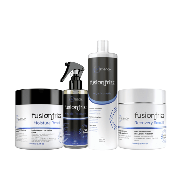 Kit Fusion Frizz Orgânica, Máscara Moisture Repair, BTX Recovery Smooth, Miracle Recovery
