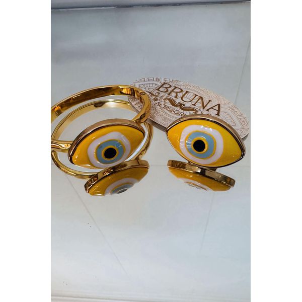 Pulseira + Anel de Olho Grego Amarelo