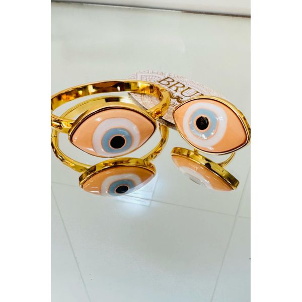 Pulseira + Anel de Olho Grego Salmão