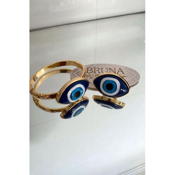 Pulseira + Anel de Olho Grego Azul