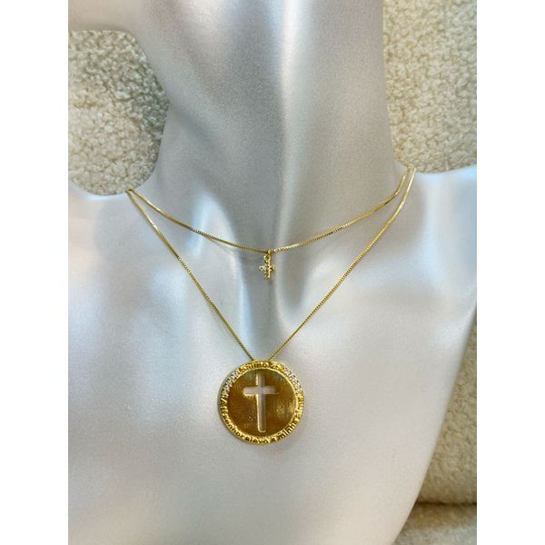 Colar 2x1 Cruz Dourado