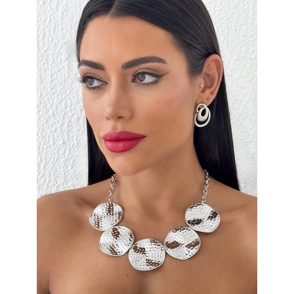 Colar Discos Martelado 115029 Prata