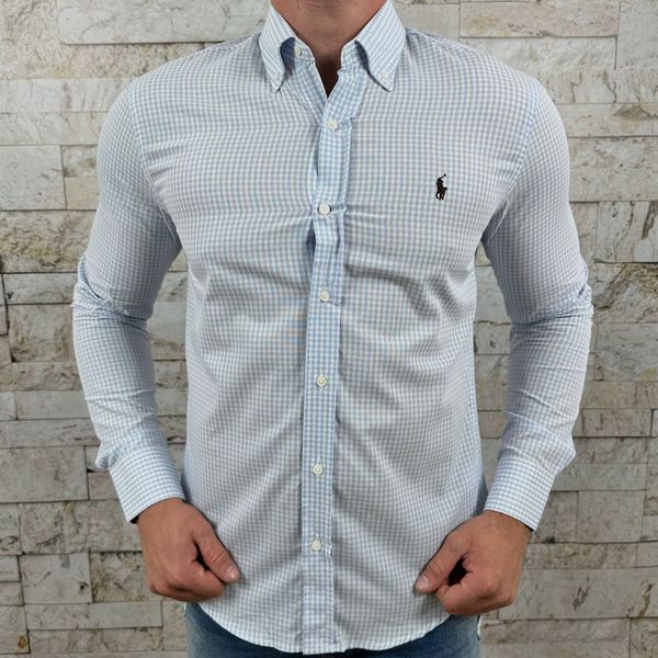 Camisa Manga Longa PRL Xadrez Azul 