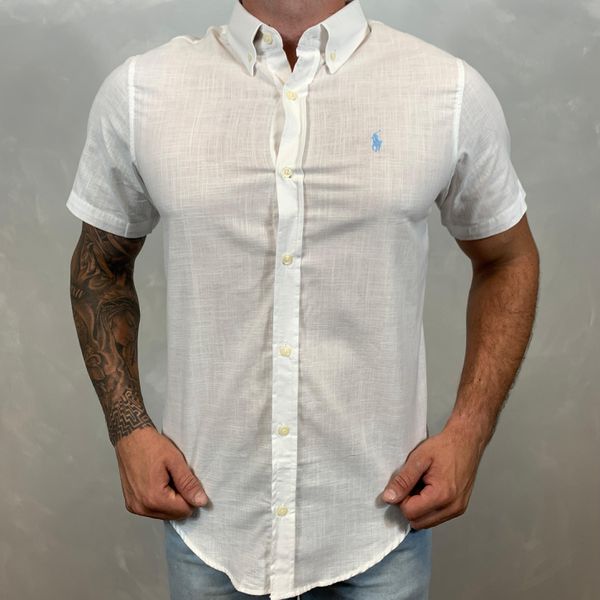 Camisa Manga Curta Linho PRL Branco