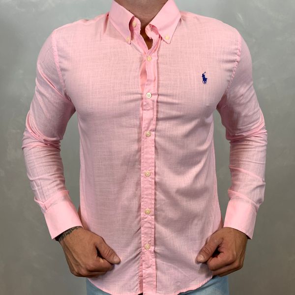 Camisa Manga Longa Linho PRL Rosa